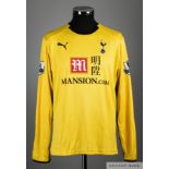 Carlo Cudicini yellow and black No.23 Tottenham Hotspur goalkeepers shirt, 2009-10