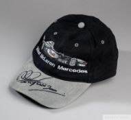 Mika Hakkinen signed black and grey West McLaren Mercedes F1 cap