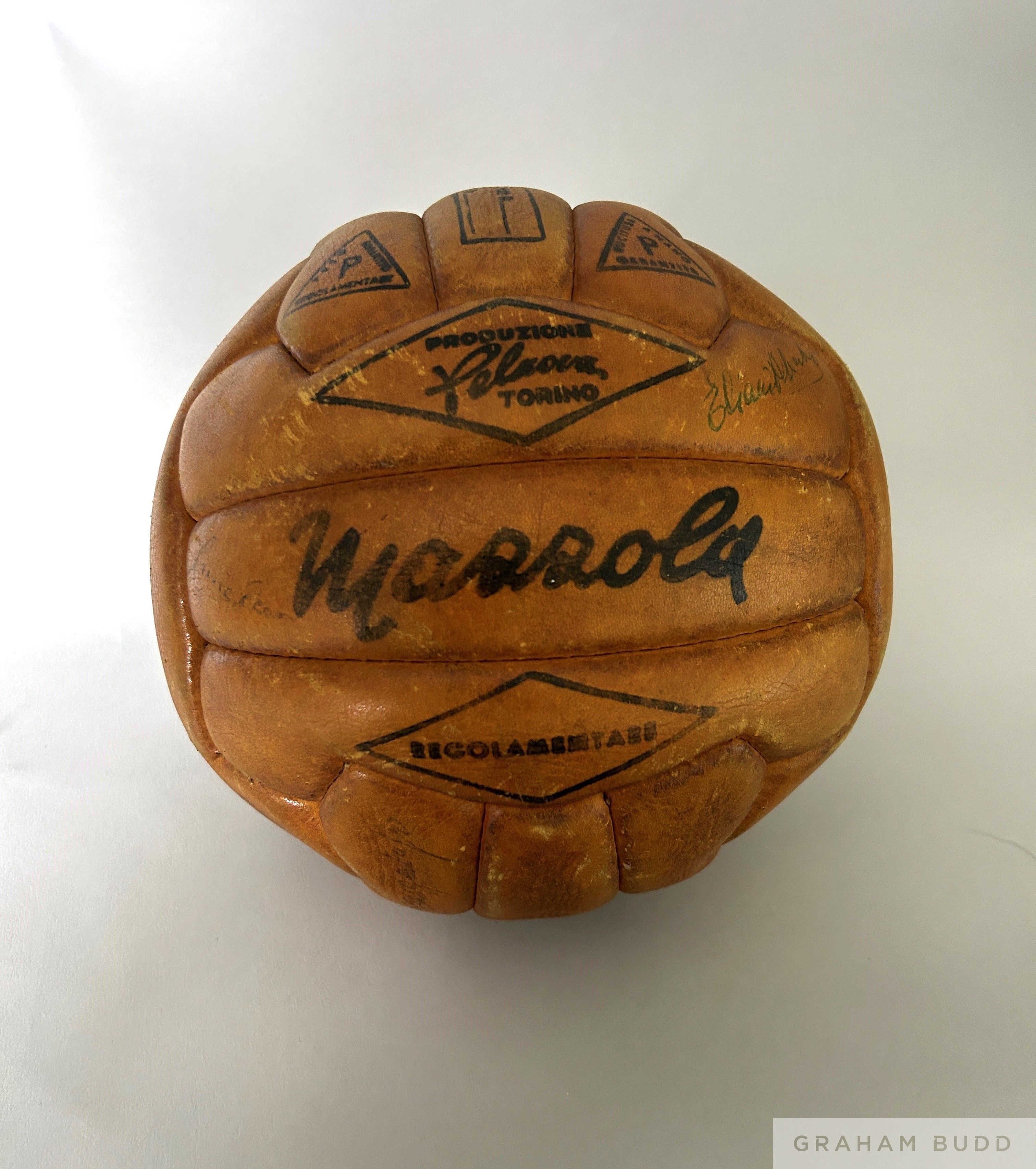 ITALY v. ENGLAND 16/5/48: a Mazzola brown leather football used in the 1948 International match - Image 3 of 9