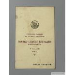 Wartime French Army v British Army, 11th & 13th February 1940 signed menu card,