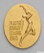 David Lloyd yellow-metal Player's County League 1969 medal