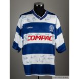 Clive Wilson blue and white No.3 Queens Park Rangers match worn short-sleeved shirt, 1994-95