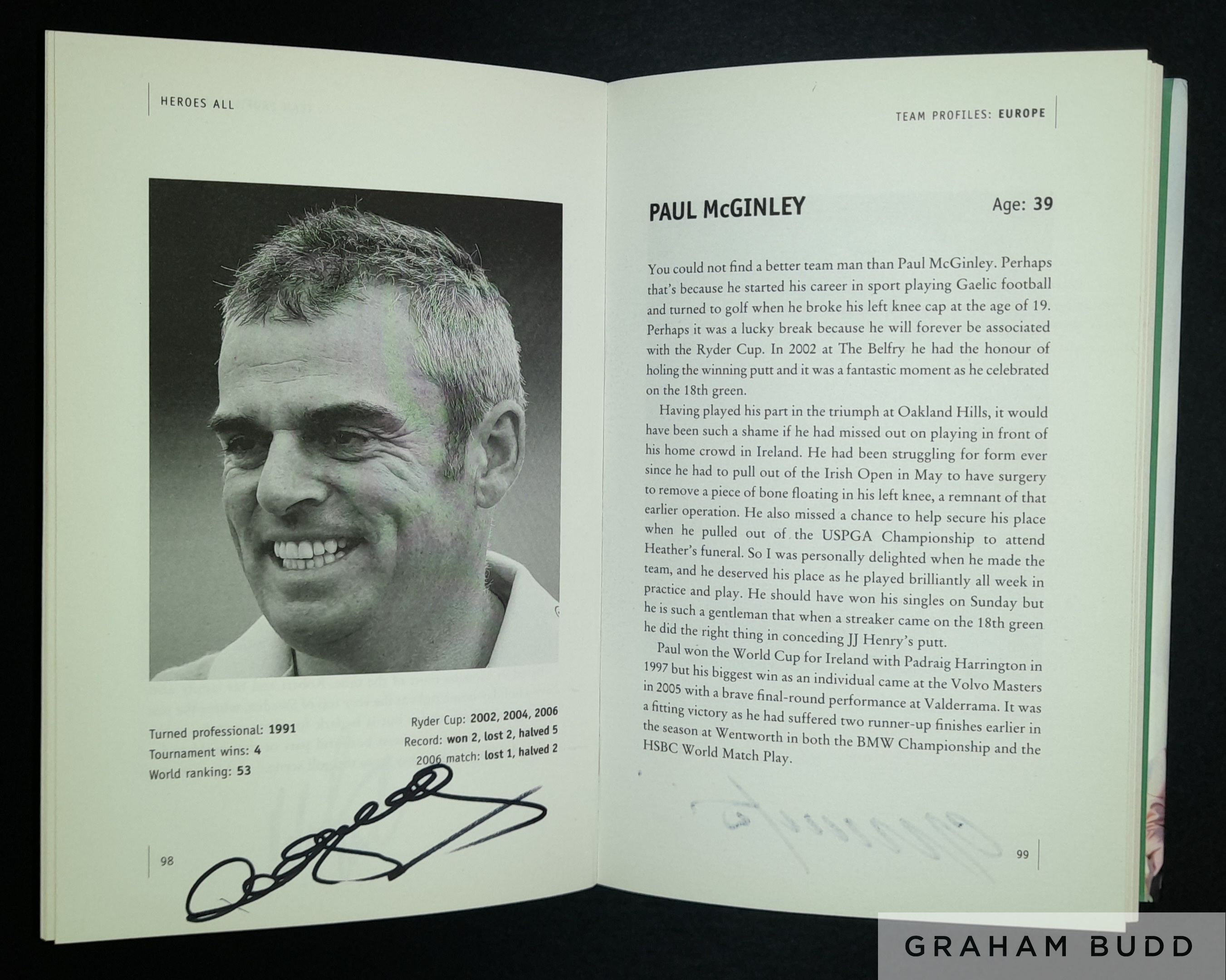 Golf: Darren Clarke multi signed book titled “My Ryder Cup Story 2006 Heroes All”, - Image 8 of 12