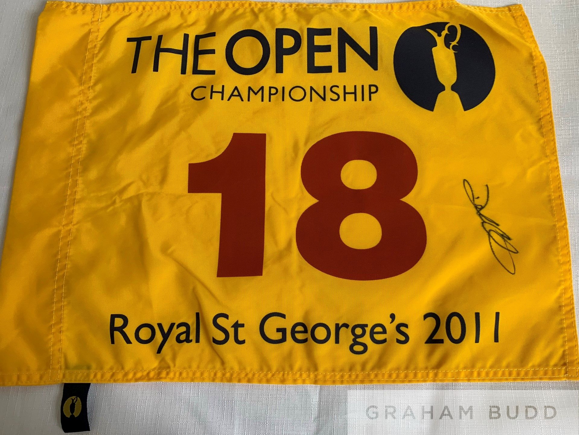 Darren Clarke (Northern Ireland – 2011 Open Champion) signed flag,