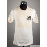 Pele white No.10 Santos v. Barcelona match worn short-sleeved shirt, Athleta, 1974