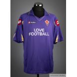 Per Kroldrup purple No.2 Fiorentina match worn short-sleeved shirt, 2010-11