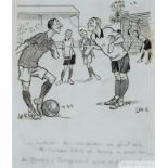 Two Football caricature drawings by Leo C,