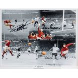 1966 World Cup photographic print signed by the England goal scorers Geoff Hurst and Martin Peters