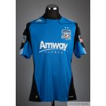 Ramiro Corrales blue and black No.12 San Jose Earthquakes match worn short-sleeved shirt, 2010-11