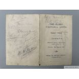 1914 Rugby Signed menu card