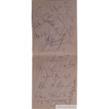 England 1970 World Cup squad signed autograph book pages featuring 16 players and coaching staff,