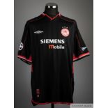 Athanasois Kostoulas black and red No.19 Olympiacos Champions League short-sleeved shirt