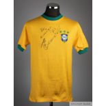 Pele yellow and green Brazil No.10 short-sleeved shirt, 1971