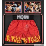 Pair of autographed Manny Pacquiao boxing trunks
