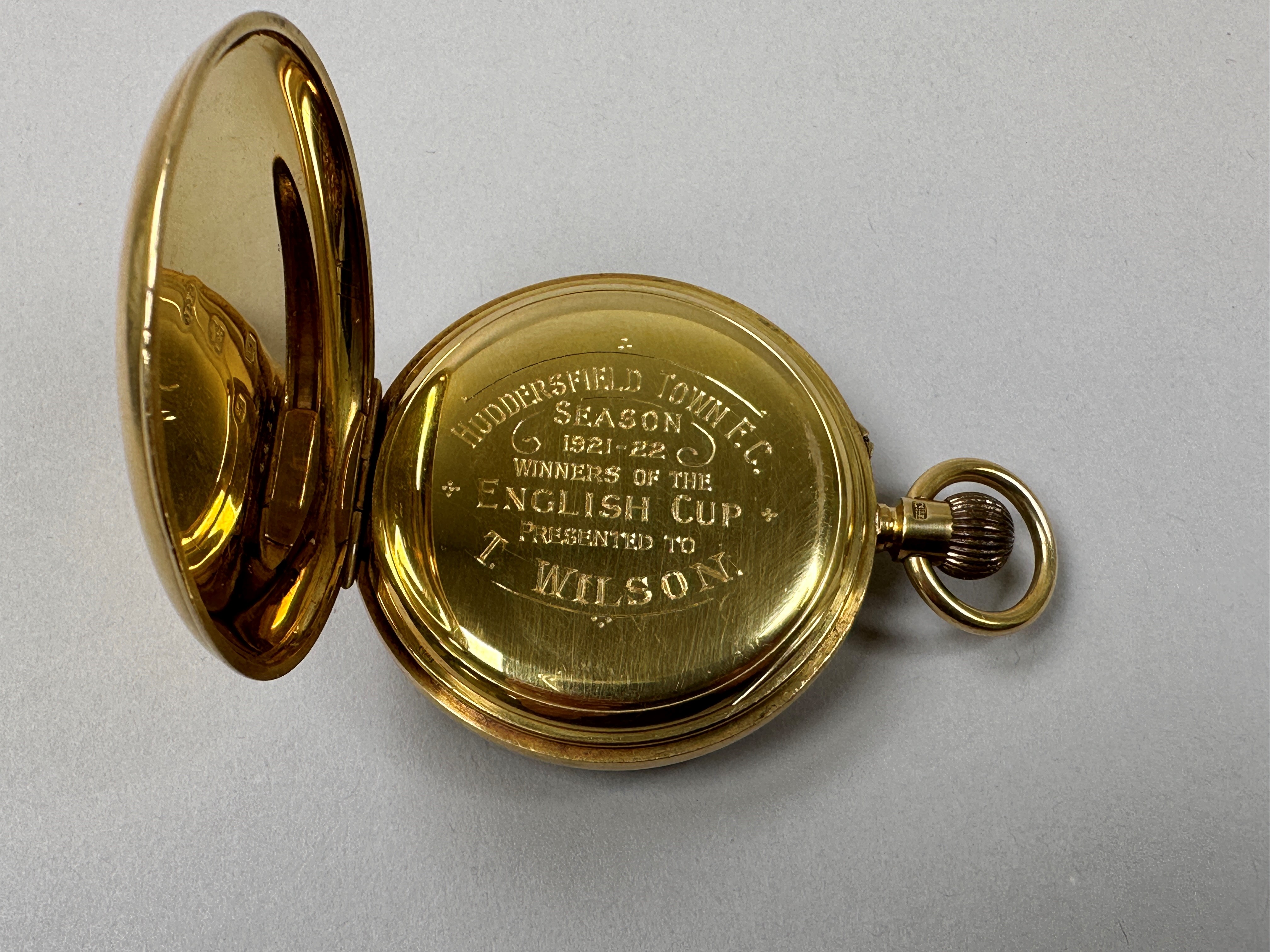 Tommy Wilson 18ct gold 1921-22 Commemmorative F.A.Cup pocket watch - Image 3 of 4