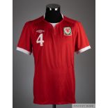 Andrew Crofts red No.4 Wales short sleeved shirt 2011-12