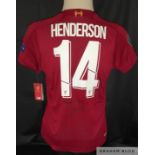 Jordan Henderson Liverpool captain signed 2019-20 Premier League season winning shirt,
