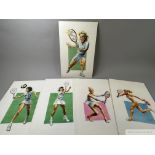 Anonymous: Set of five tennis tennis watercolours
