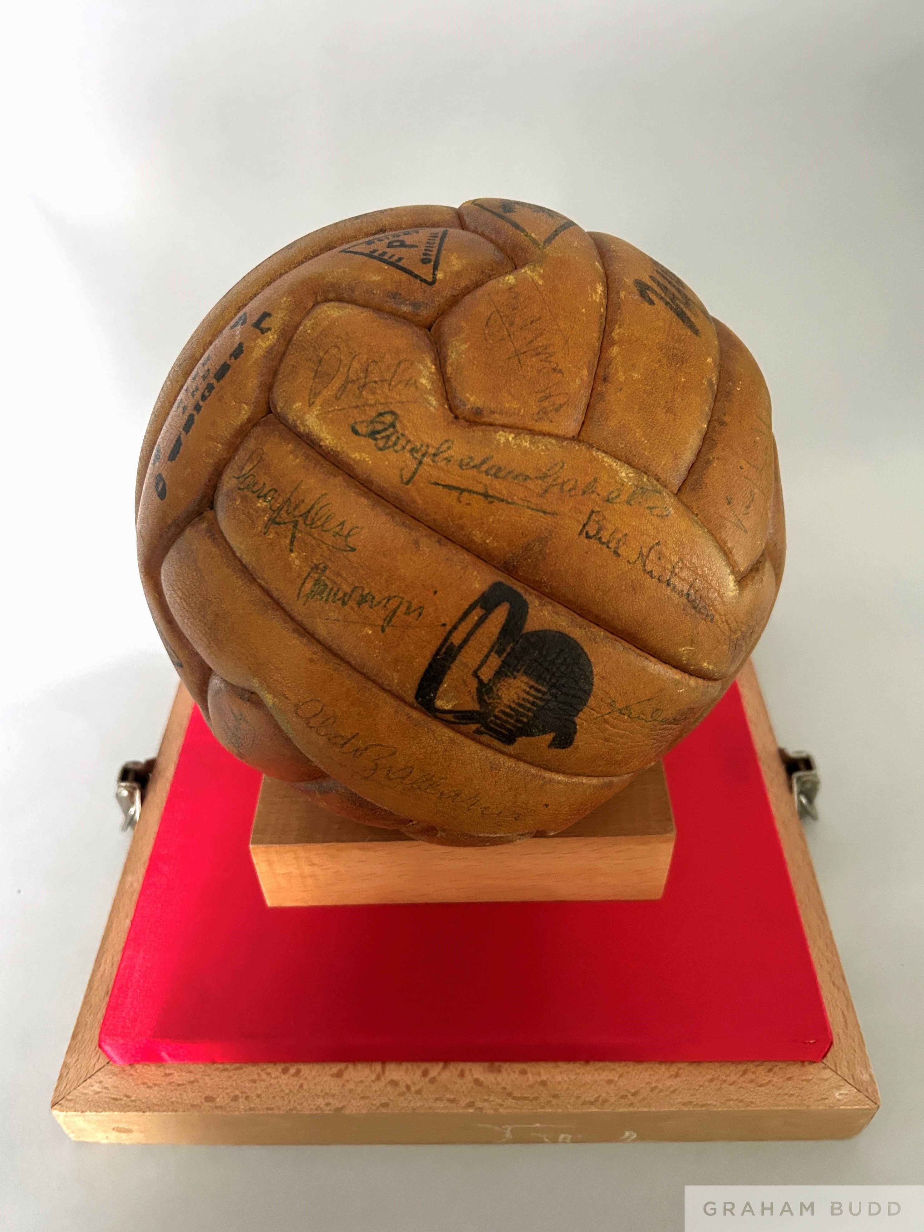 ITALY v. ENGLAND 16/5/48: a Mazzola brown leather football used in the 1948 International match - Image 6 of 9