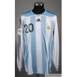 Julio Cruz blue & white striped Argentina No.20 FIFA 2006 World Cup shirt,