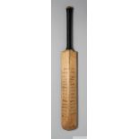 David Lloyd, Ernest Tyldesley autographed cricket bat