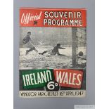 Northern Ireland v Wales international programme, played at Windsor Park, Belfast on 16th April 1947