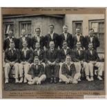 South African Cricket b&w team photography and England v South Africa scorecard, 1935,