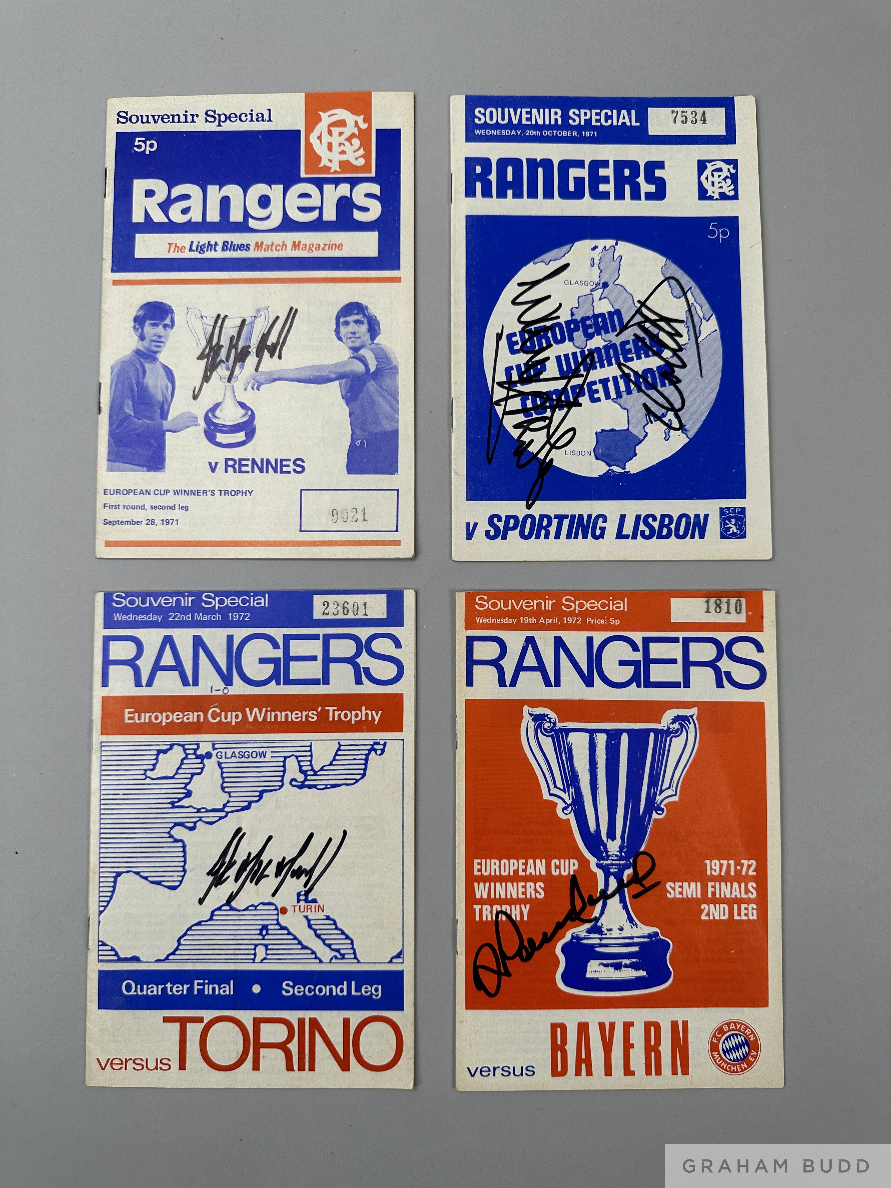 Four Rangers European Cup Winners programmes 1971-72