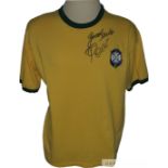 Pele signed 1970 World Cup style Brazil replica jersey to that worn,