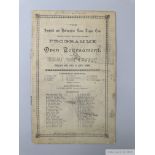 Rare Lawn Tennis programme for Sheffield and Hallamshire Tennis Tournament, 8th to 10th August 1889