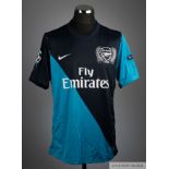 Per Mertesacker dark blue No.4 Arsenal Champions League match worn short-sleeved shirt, 2011-12