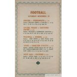 London Transport Football fixture poster, November 25th,