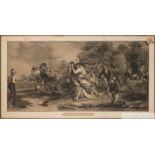 Victorian football engraving after the 1839 oil painting by Thomas Webster RA titled FOOT BALL