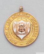 Tommy Wilson 9ct gold and enamel 1922-23 Norfolk and Norwich Hospital Cup medal