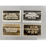 Four Tottenham Hotspur black and white team line-up postcards