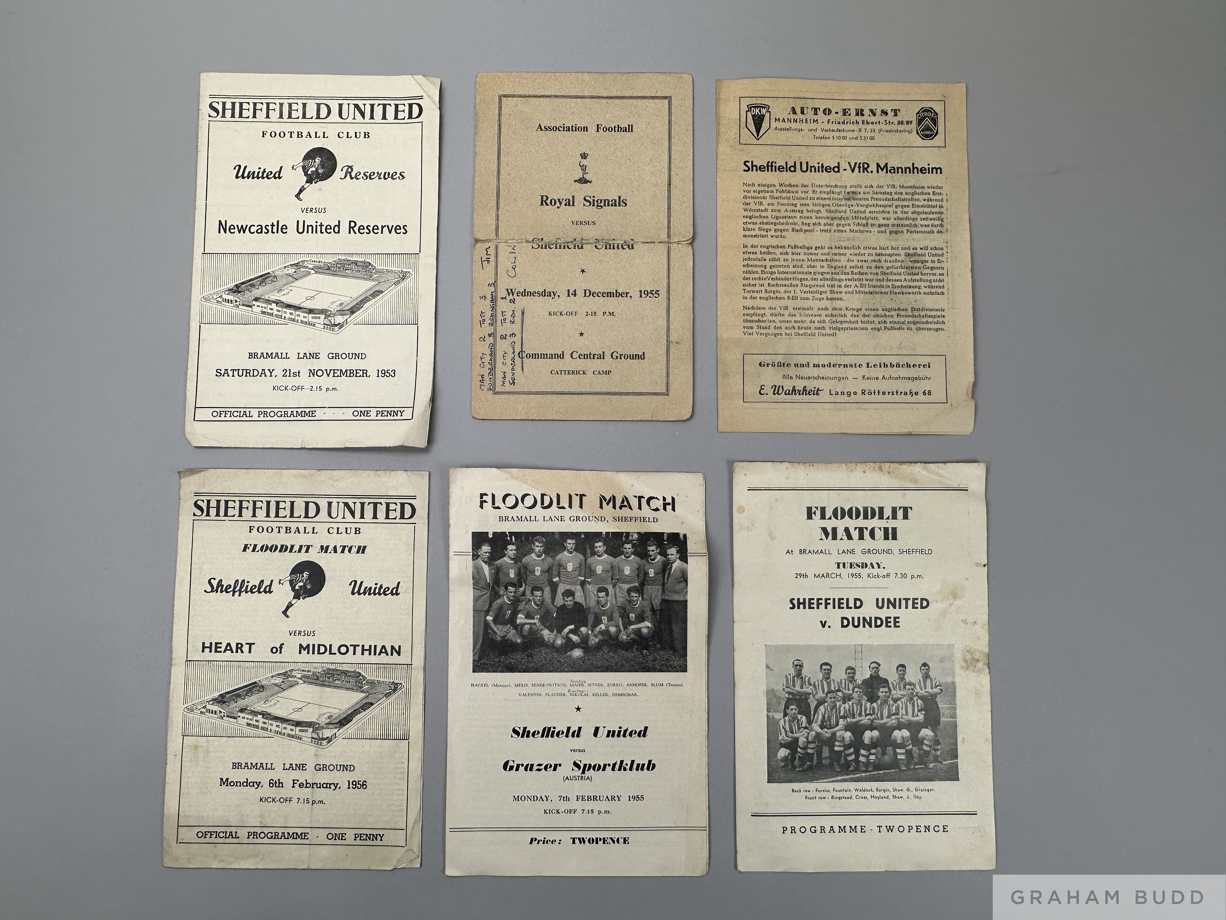 Six 1950's Sheffield United programmes