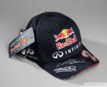 Mark Webber signed blue Red Bull F1 cap