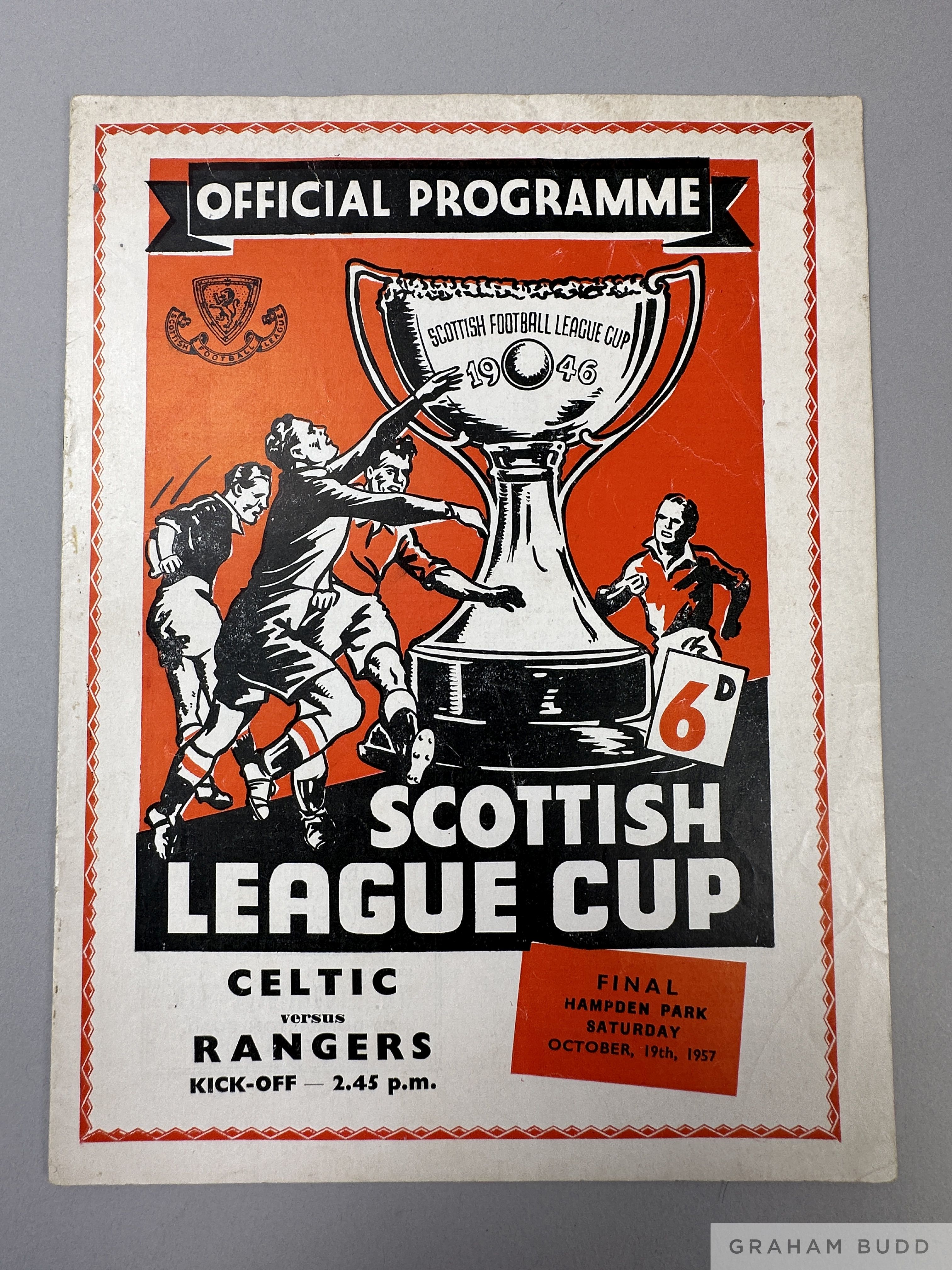 Rangers v. Celtic Scottish League Cup Final match programme, 1957