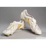 David Beckham pair of match worn white and gold Adidas football boots