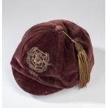 William Proudfoot's maroon Scottish League v. Scottish Alliance cap, 1892