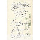 Manchester United Busby Babes signed 6 x 4in. postcard,