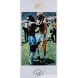 Bobby Moore and Pele double-signed 1970 World Cup shirt swap framed photographic display