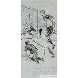 Football match caricature 'Sandy Turnbull' drawing, initialled A.S.M,