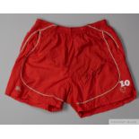 Dennis Bergkamp autographed Arsenal training shorts, No.10