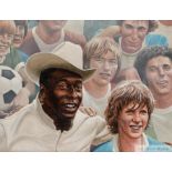 An original painting by artist Roy Lee Ward (American, 1941-2015) owned by Pelé.