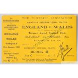 An unused ticket for the England v Wales amateur international match