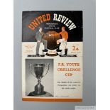 Manchester United Youth v Wolverhampton Youth 1953-54 Youth Cup Final programme, 1st leg