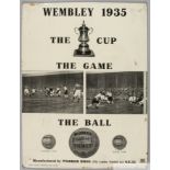 A large tin advertising sign from 1935 promoting Webber Premier Footballs