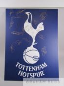 Tottenham Hotspur signed blue signage board for the Spurs Charity XI vs Celebrity Invitational XI