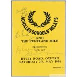 Signed Achilles Schools' Relays & the Pentland Mile programmes, at Iffley Road, Oxford, 7th May 1954